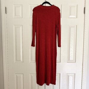 Women's A New Day Rib Knit Midi Dress - Rust Size L